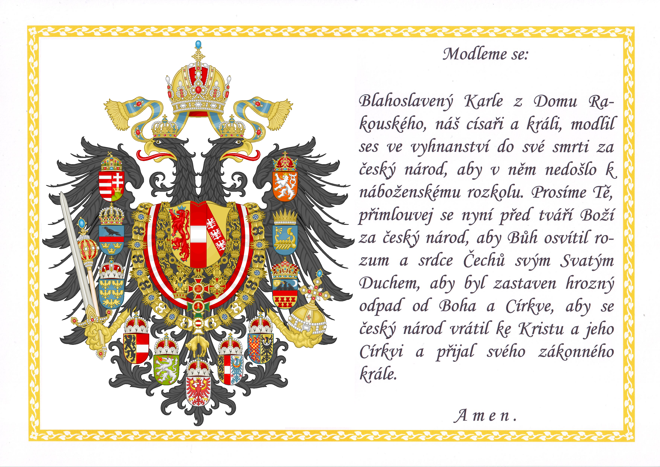 Modlitba k bl. Karlovi z Domu Rakouského